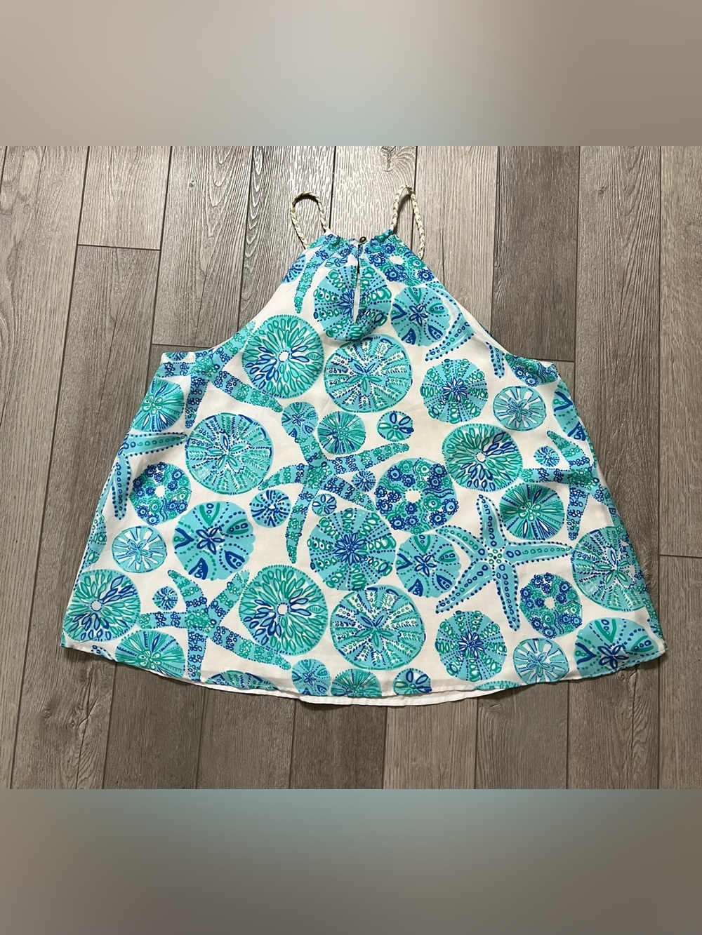 Lilly Pulitzer White Blue Green Sand Dollar Halter Tank Size Medium